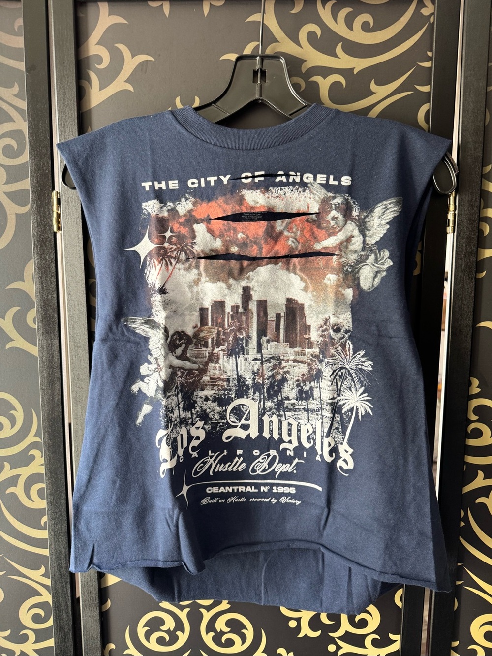 Fashion Nova Navy Blue Los Angeles Graphic Muscle Tee